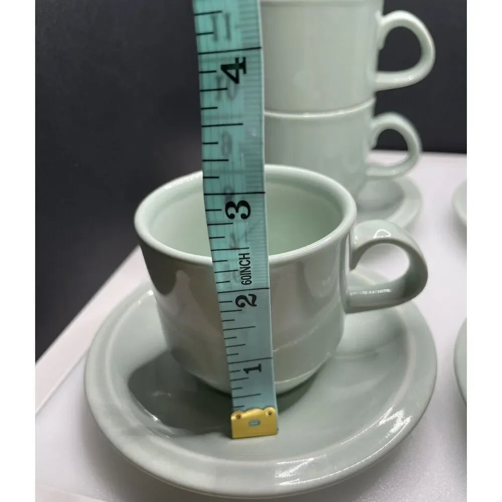 Vintage German Democratic Republic Tea ‎ Coffee Cups Saucers Set of 4 Mint Green